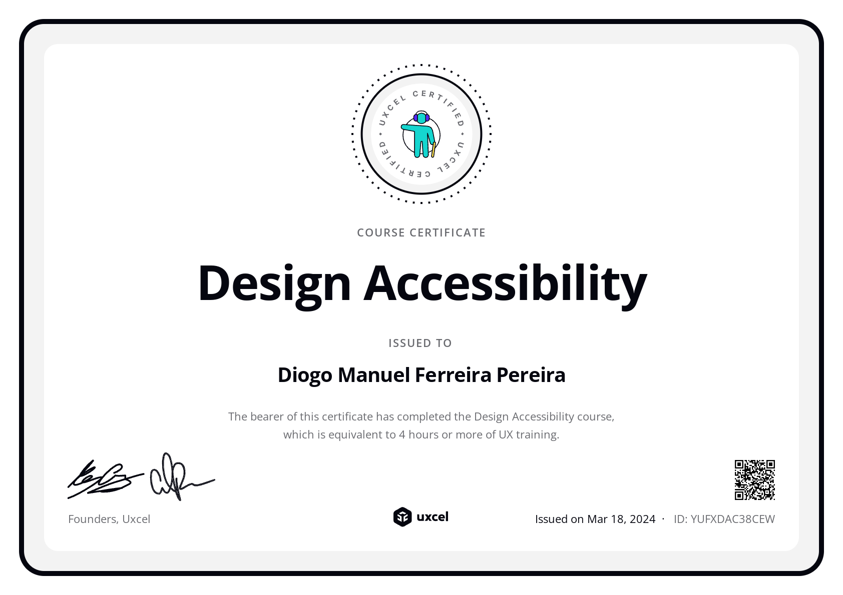Diogo Manuel Ferreira Pereira's certificate